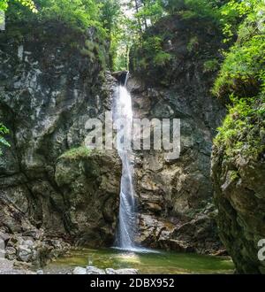 Hiking to the Lainbach Waterfalls near Kochel am See in Bavaria Germany Stock Photo