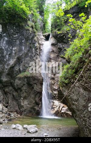 Hiking to the Lainbach Waterfalls near Kochel am See in Bavaria Germany Stock Photo