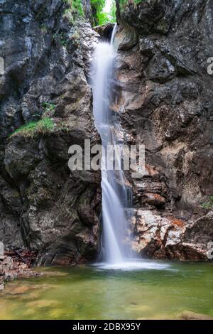 Hiking to the Lainbach Waterfalls near Kochel am See in Bavaria Germany Stock Photo