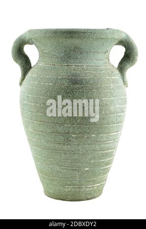 An isolated over white image of a green clay vase. Stock Photo