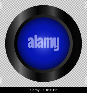 Blue button in black frame on transparent background for web. Isolated vector object. EPS 10 Stock Vector