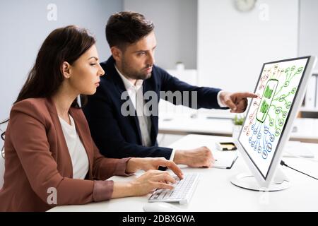 Business People Writing Mind Map Or Creative Mindmap Diagram Stock Photo