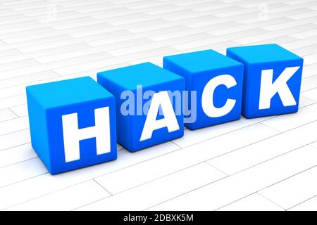 3D rendered illustration of the word Hack. Stock Photo