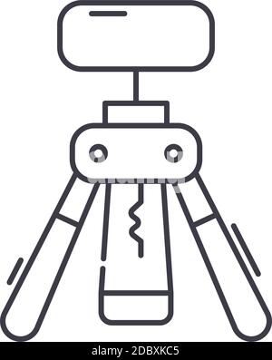 Kitchen wine opener icon, linear isolated illustration, thin line vector, web design sign, outline concept symbol with editable stroke on white Stock Vector