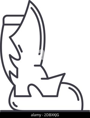 Knight boot icon, linear isolated illustration, thin line vector, web design sign, outline concept symbol with editable stroke on white background. Stock Vector