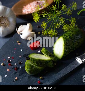 rustic fresh pickled cucumber  (polish malosolne) Stock Photo