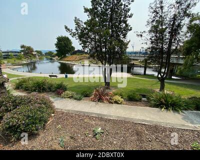 Overlooking the Taylor River in central Blenheim, New Zealand Stock Photo