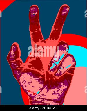 An abstract human hand in a two fingers victory position Stock Photo