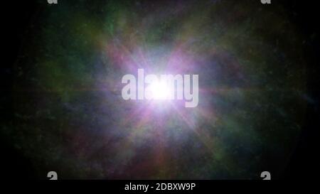 cosmos galaxy nebula ray light 3d illustration render Stock Photo