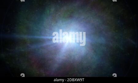 cosmos galaxy nebula ray light 3d illustration render Stock Photo