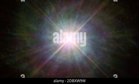 cosmos galaxy nebula ray light 3d illustration render Stock Photo