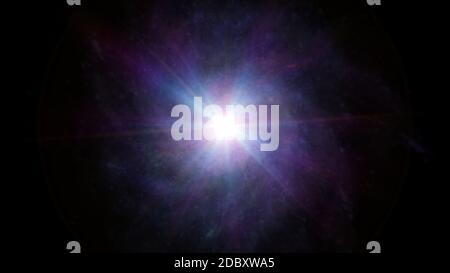 cosmos galaxy nebula ray light 3d illustration render Stock Photo