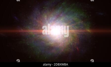 cosmos galaxy nebula ray light 3d illustration render Stock Photo