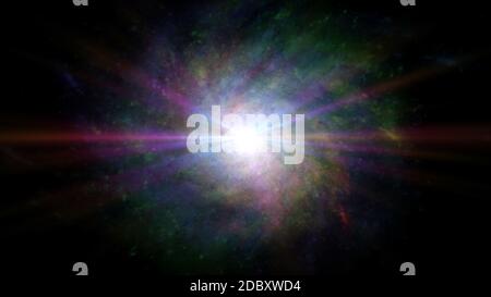 cosmos galaxy nebula ray light 3d illustration render Stock Photo