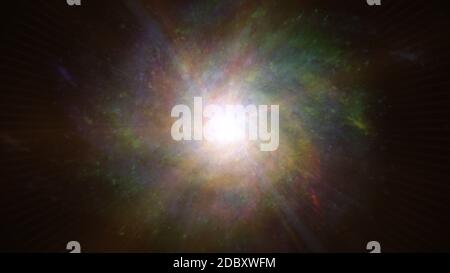 cosmos galaxy nebula ray light 3d illustration render Stock Photo