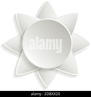 Vector illustration that simulates the cut out paper style of a white sun. Stock Vector
