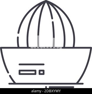Kitchen orange juicer icon, linear isolated illustration, thin line vector, web design sign, outline concept symbol with editable stroke on white Stock Vector