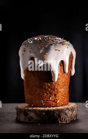 Easter cupcake close up isolated on dark background Stock Photo