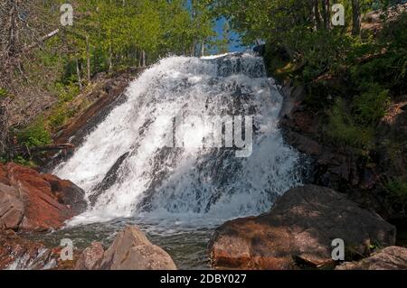 Wilderness Louisa Falls on a Sunny Day in Quetico Provincial Park in Ontario Stock Photo