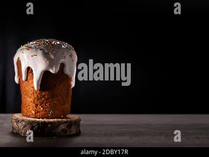 Easter cupcake close up isolated on dark background Stock Photo
