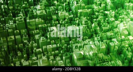 Futuristic City with Modern Buildings on Digital Background Stock Photo