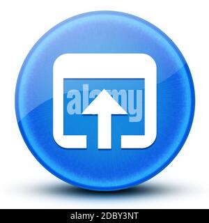 Open in browser eyeball glossy blue round button abstract illustration Stock Photo