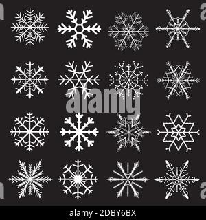 Vector snowflakes set on black Stock Vector