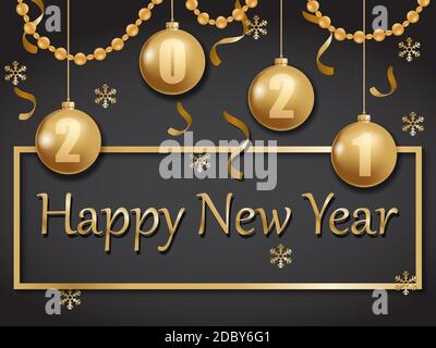 happy new year 2021 gold and black Stock Vector
