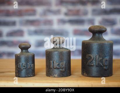 Old rusty weights Stock Photo