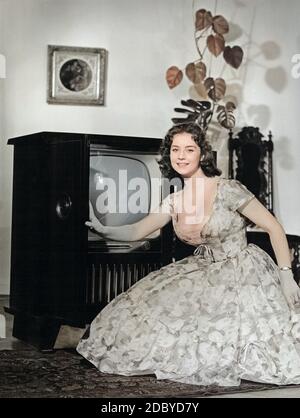 Marina Orschel, deutsche Schauspielerin und Schönheitskönigin. Deutschland um 1958. Marina Orschel, German actress and beauty queen, Germany around 1958. Stock Photo