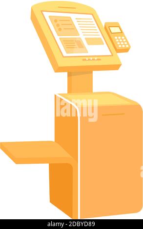 Orange self service kiosk flat color vector object Stock Vector