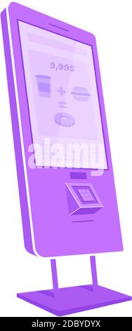 Violet self service kiosk flat color vector object Stock Vector