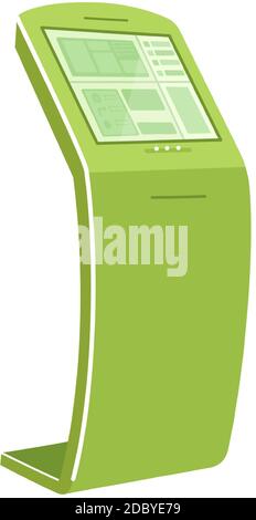 Green self service kiosk flat color vector object Stock Vector