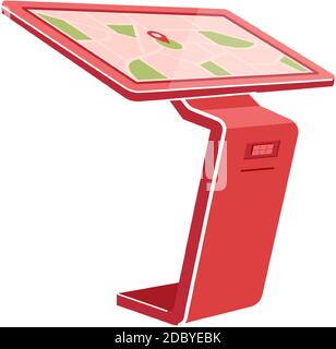Red self service kiosk flat color vector object Stock Vector