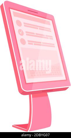 Pink self service kiosk flat color vector object Stock Vector