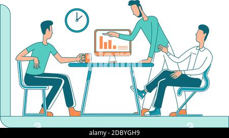 Brainstorming team flat color vector faceless characters Stock Vector