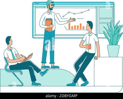 Business presentation flat color vector faceless characters Stock Vector