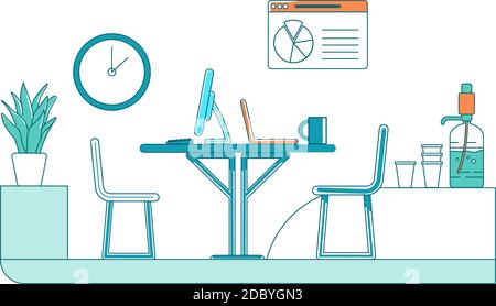 Office flat color vector scene Stock Vector