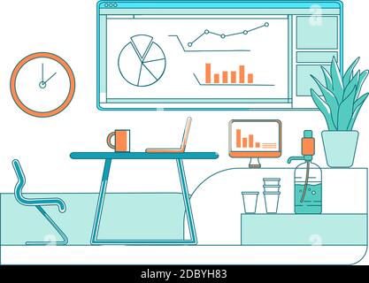 Conference room flat color vector scene Stock Vector