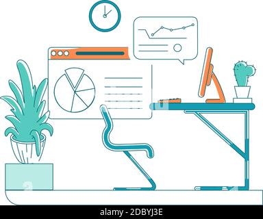 Manager office flat color vector scene Stock Vector