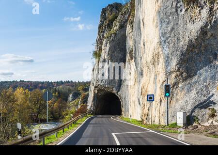 Rock tunnel near Thiergarten in the Upper Danube Valley, Baden-Wuerttemberg, Germany Stock Photo