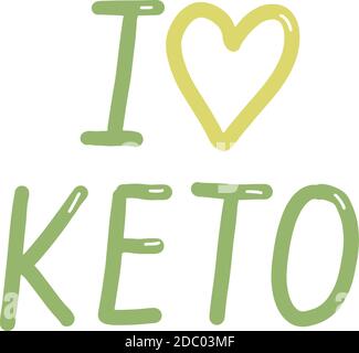 Keto diet, friendly, lettering calligraphy set, colorful isolated handwritten green text on white background. Diet, healthy food, wellness, ketogenic. Stock Vector