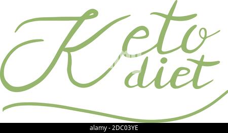 Keto diet, friendly, lettering calligraphy set, colorful isolated handwritten green text on white background. Diet, healthy food, wellness, ketogenic. Stock Vector