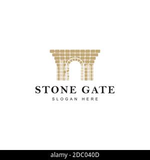 Stone gate logo design vector template Stock Vector