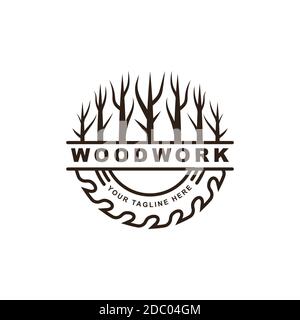 woodwork symbol logo design template Stock Vector