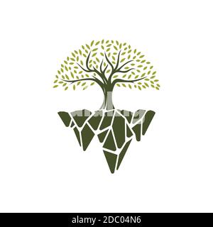 Dream tree logo illustration logo design template.Tree on the sky icon Stock Vector