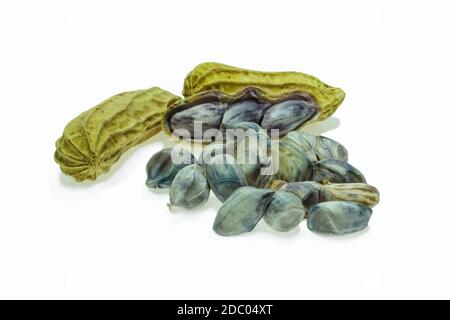 Boiled peanuts on white background Stock Photo