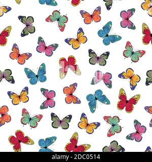 Seamless pattern with colorful, bright butterflies. Vector illustration Stock Vector