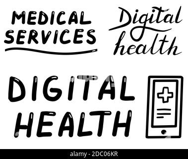 Medical services, doctor online, lettering calligraphy illustration ...