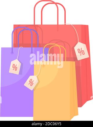 Retail bags with discount flat color vector object Stock Vector